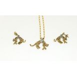 A 9ct gold Cartier style necklace and matching earrings.