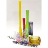 A collection of glass vases to include Caithness.