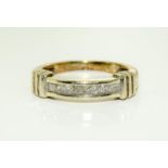 9ct, channel set Diamond ring, Size L.