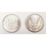 2 USA silver Morgan dollar 1879 ,1881 both mint condition
