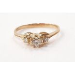Vintage 0.4ct diamond trilogy ring on 18ct gold size L.