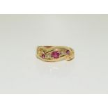 18ct Ruby and Diamond Ladies ring, Size L.