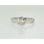 An 18ct white gold diamond solitaure approx. 1.3ct Size N.