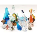 A collection of glass animals to include Swarovski.