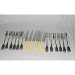 12 rat tail dessert forks and quantity of bone handled desert knives