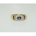 18ct Sapphire and Diamond ring, 4/4grams, Size O.