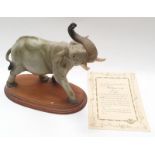 A Capo Di Monte elephant with authentication certficate