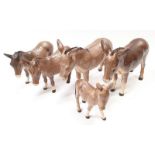 Beswick: Five donkeys.