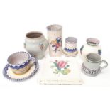 Quantity of old Traditional Poole Pottery to include CSA Geometric cup & saucer, similar vase plus