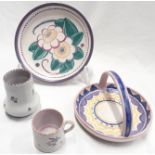 Quantity of Carter Stabler Adams Poole Pottery to include unusual bowl with handle and RC pattern