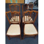 A set of four Edwardian inlaid mahogany parlour chairs.