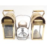 Pair of brass coaching lamps together with the Vintage battery operated torch lamp