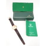Rolex Precision Gold Cased Gents Wristwatch on Leather Strap and Rolex Pin Buckle. Comes with