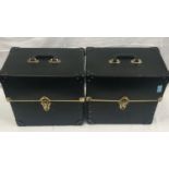 2 X 12" DJ CARRY CASES. Finished in black with brass trim and clasps we have 2 vinyl 12" carry cases