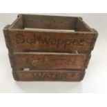 LARGE SCHWEPPES WOODEN CRATE IDEAL FOR LP VINYL RECORDS. An original wooden crate as made by the