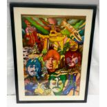 BEATLES PAINTING. This painting was presented by an unknown artist (Unsigned) to a Beatles collector