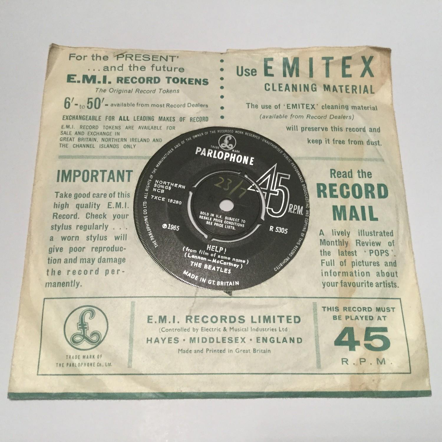 THE BEATLES FACTORY SAMPLE NOT FOR SALE 'HELP!' 7" SINGLE. A little different to add to your - Image 2 of 2