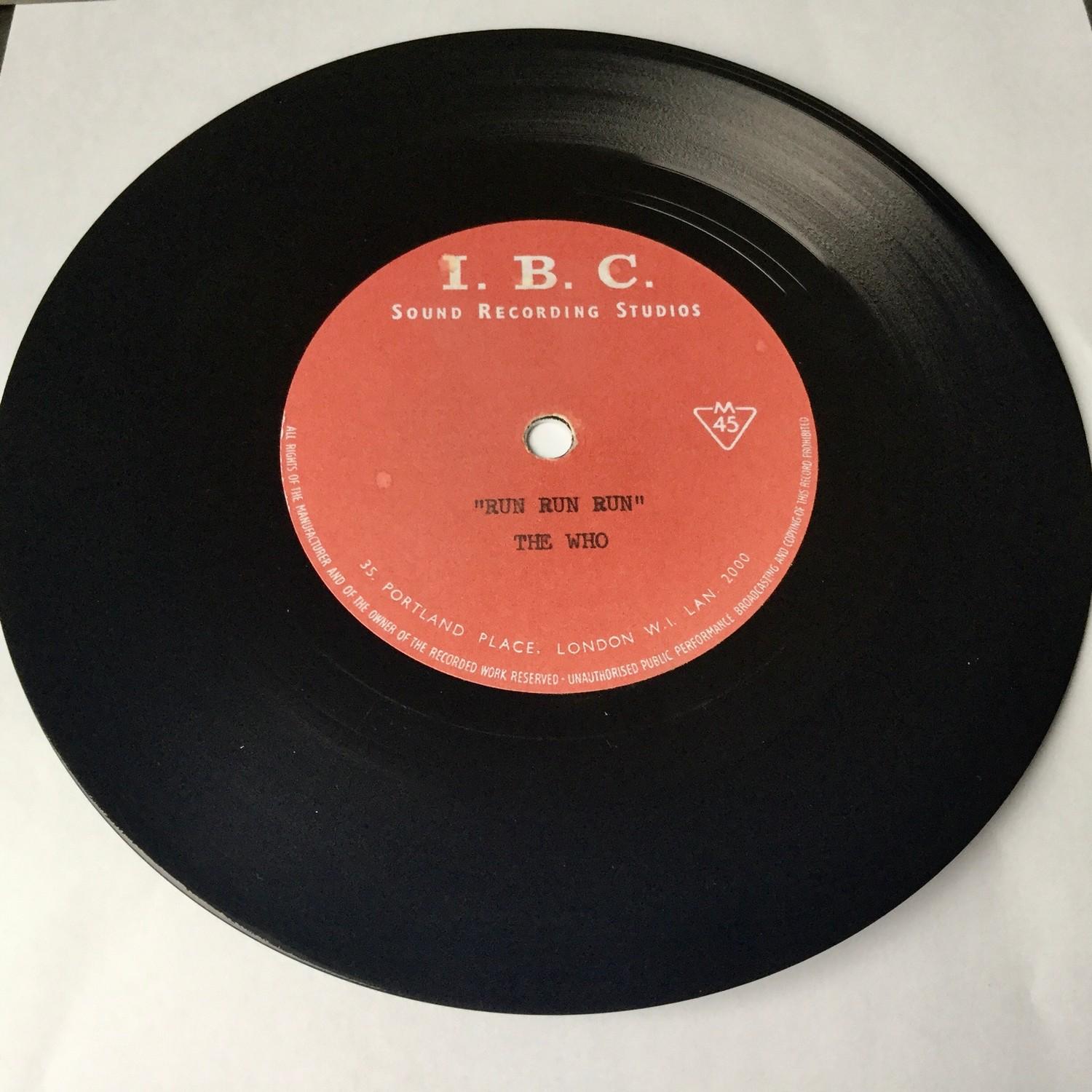 THE WHO 7" ACETATE 'RUN RUN RUN'. This rarity recorded on the I.B.C. Studio label is a track on - Image 2 of 3