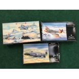 Three model kits by Classic Air Frames Gloster Meteor T.7 and others. All seem complete but not