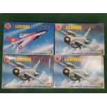 Four model kits by Airfix to include EE Lightning F-1/F-1A/F-2/F-3 and others. All seem complete but