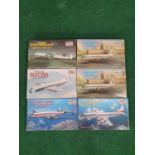 Six model kits by Minicraft to include Douglas DC-6B, Lockheed Super-G Constellation and others. All