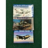 Three model kits by Trumpeter to include British Challenger II and others. All seem complete but not