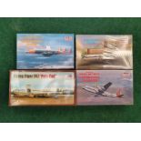 Four model kits by Minicraft to include Douglas DC-6B. All seem complete but not checked.