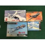 Four model kits by Hobby Craft to include Vampire FB5 Fighter. All seem complete but not checked.