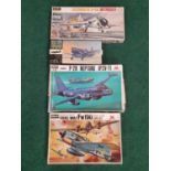 Four model kits by Hasegawa and Fujimi to include Vought F4U Corsair and others. All seem complete