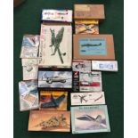 Mixed collection of model kits to include D.H.82 Tiger Moth, Heinkel He-280 V3 and others. All