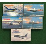 Five model kits by Minicraft to include USN Blue Angel, US Navy EC-121 Warning Star and others.