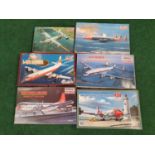 Six model kits by Minicraft to include Consolidated B-24J Liberator, PSA L-188 Electra and others.