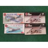 Four model kits by Airfix to include 1:48 Sea Harrier and others. All seem complete but not checked.