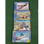 Four model kits by Revell to include F-8E Crusader, Hawker Typhoon and others. All seem complete but