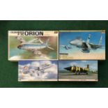 Four model kits by Hasegawa to include Lockheed P-3C Orion, McDonnell Douglas F-15C Eagle and