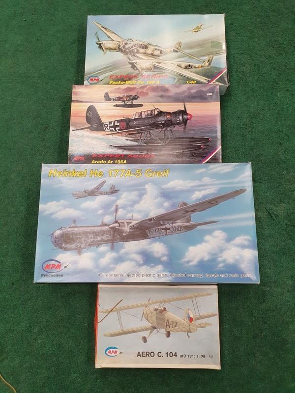 Four model kits by MPM to include Aero C. 104. All seem complete but not checked.