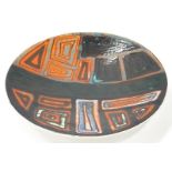 Poole Pottery large Delphis charger with blue mark and orange peel glaze 16" dia.