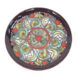 Poole Pottery Ionian plate in green and orange by C Wills 12.5" dia.