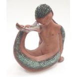 Poole Pottery interest outstanding model of a Mermaid by Guy Sydenham at Portland, fully signed to