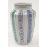 Poole Pottery shape 595 PLT pattern freeform vase 9" high.