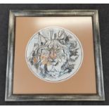 Poole Pottery interest, a framed Tony Morris study of a North American Lynx in Pastels. Signed