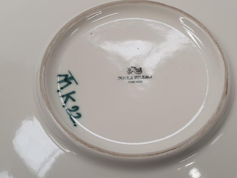 Poole Pottery Studio Tony Morris charger depicting a Lion's head signed and marked to reverse TM K. - Image 2 of 2