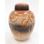 Poole Pottery shape 490 Sienna ginger jar and cover 7" high.