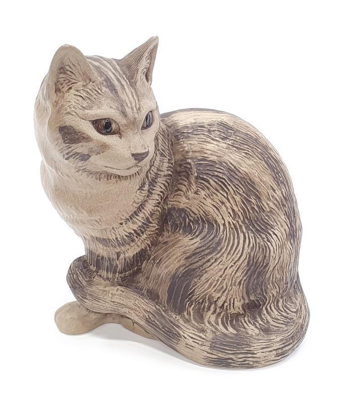 Poole Pottery stoneware Tabby Cat modelled by Barbara Linley-Adams 7.5" high.