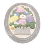 Poole Pottery Carter Stabler Adams wall hanging medallion "Summer Flowers in a basket" designed by