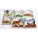 Carter & Co (Poole Pottery) qty of E E Strickland tiles, to include 4 x 6" & 2 x 5" (6)