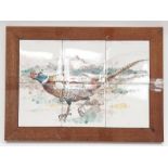 Poole Pottery interest Tony Morris tile panel depicting a Pheasant, signature within design 22" x