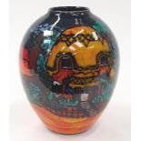 Poole Pottery studio vase thrown by Alan White and painted by Jane Brewer of Stanbridge one off