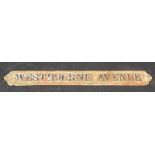 A large cast Victorian street sign Westbourne Avenue, 190cm long approx.