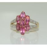 A 9ct gold pink tourmaline ring, Size N.